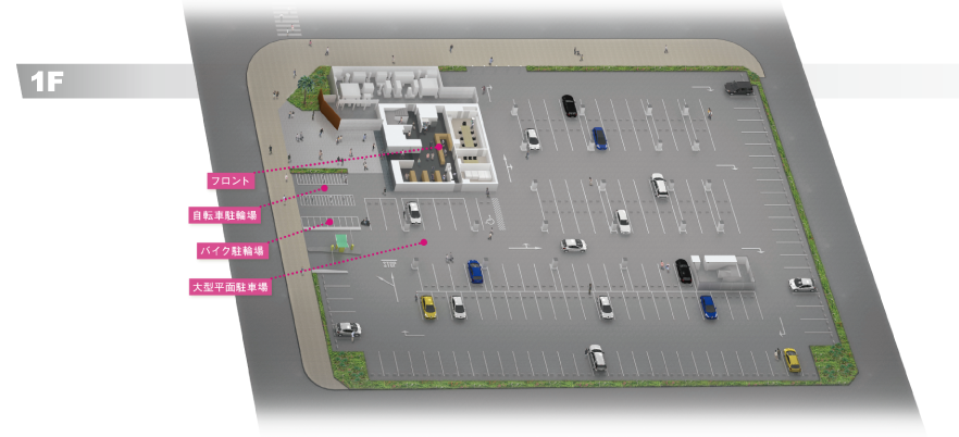 1F フロント・駐車場